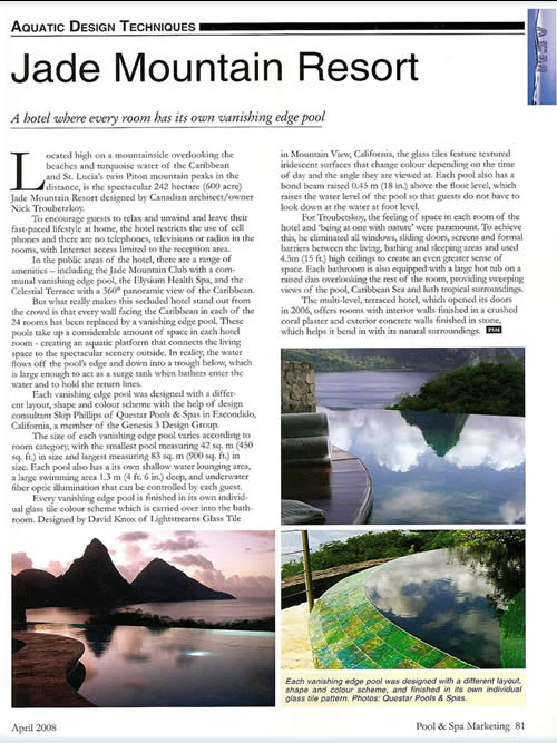 Pool And Spa Marketing Jade Mountain Resort April 2008