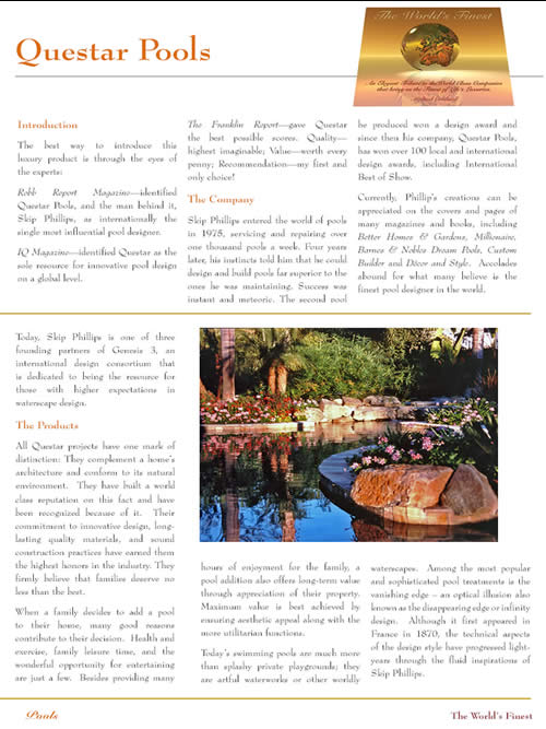 The Worlds Finest By Michael Caldwell Questar Pools