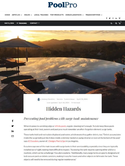 Preventing pool problems with surge tank maintenance May 2024